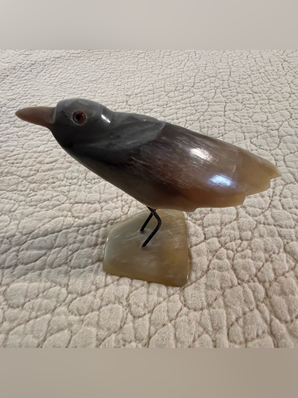 Vintage Handmade Carved Horn  Bird Figure